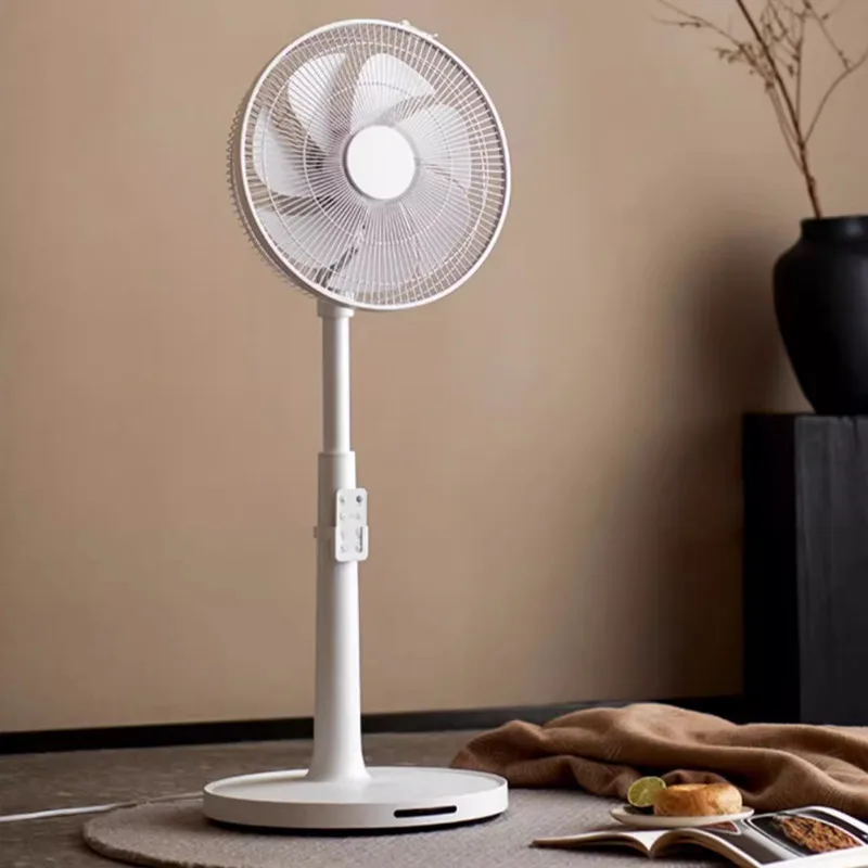 Floor-Mounted Electric Fan Household Light Sound Bedroom Large Wind Air Circulation Fan White Remote Control Mute Liftable