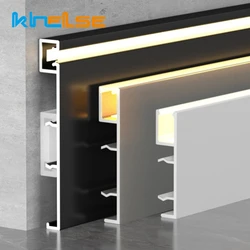 1M H50/80mm LED Skirting Line Strip Light Black White Aluminium Profile Metal Baseboard Corner Channel Home Wall Decor Bar Lamp