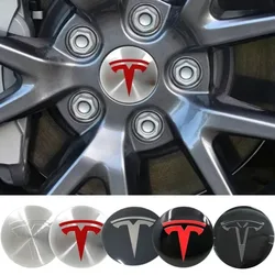 4 pçs 56mm 65mm tampas centrais do cubo da roda do carro emblema adesivos para tesla modelo 3 y s x roadster p75d p85d p90d p100d acessórios automóveis