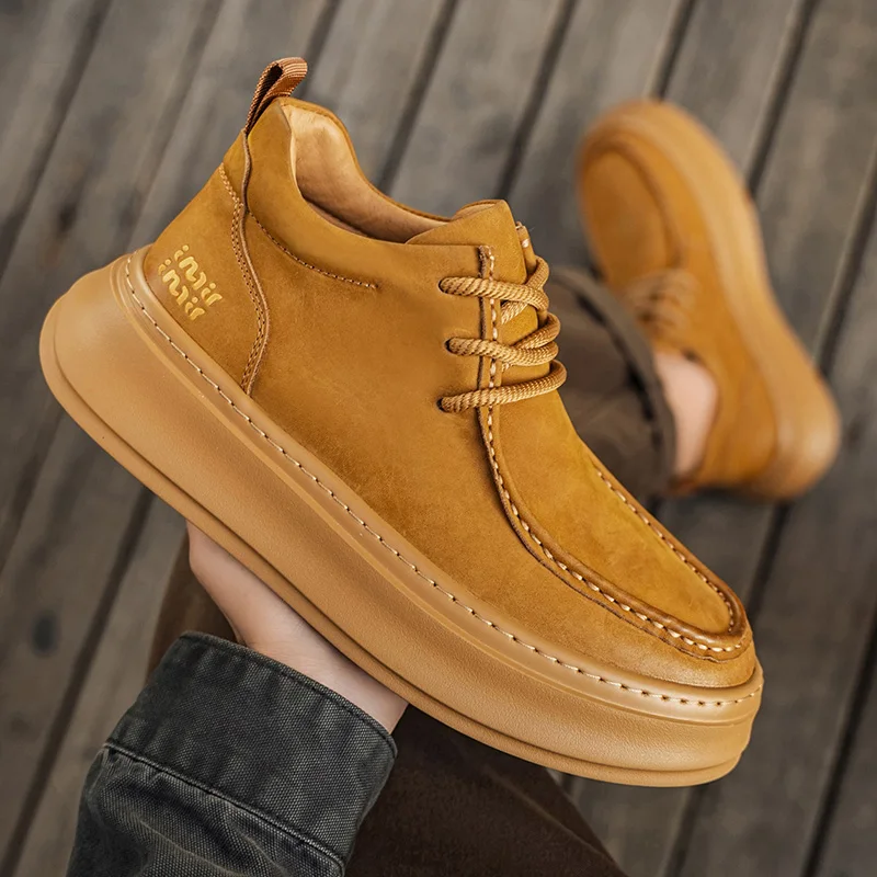 

Зимние кожаные мужские ботинки, мужские зимние ботинки на меху, водонепроницаемые мужские ботильоны ручной работы, нескользящая мужская рабочая обувь с высоким берцем