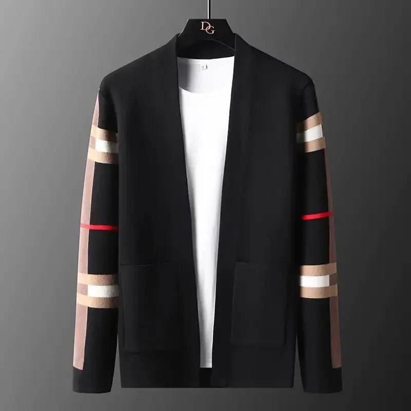 High end long sleeve men\'s knitted cardigan autumn winter fashion brand elements high-end design Korean style casual Little coat