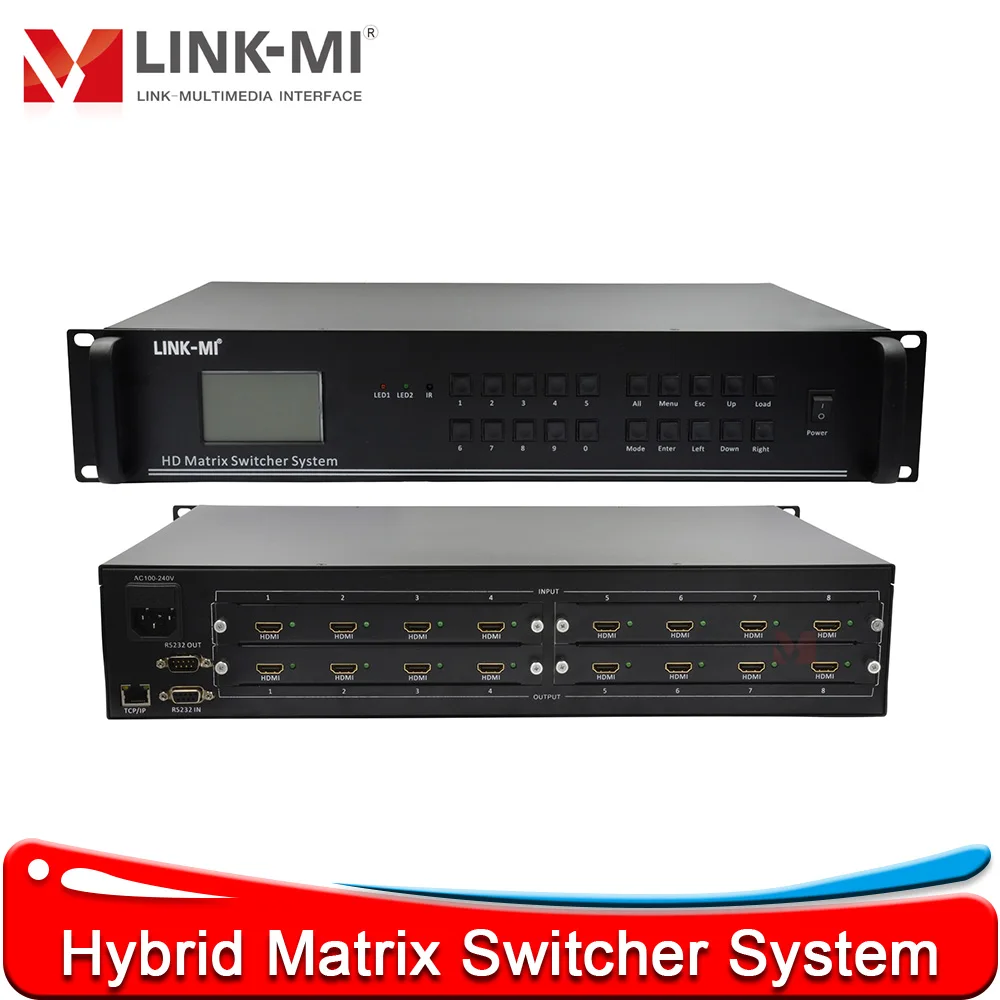 

Гибридная матричная система коммутации LINK-MI с поддержкой HDMI/DVI/VGA, матричный коммутатор 3840x2160P@30 Гц с ИК и RS-232