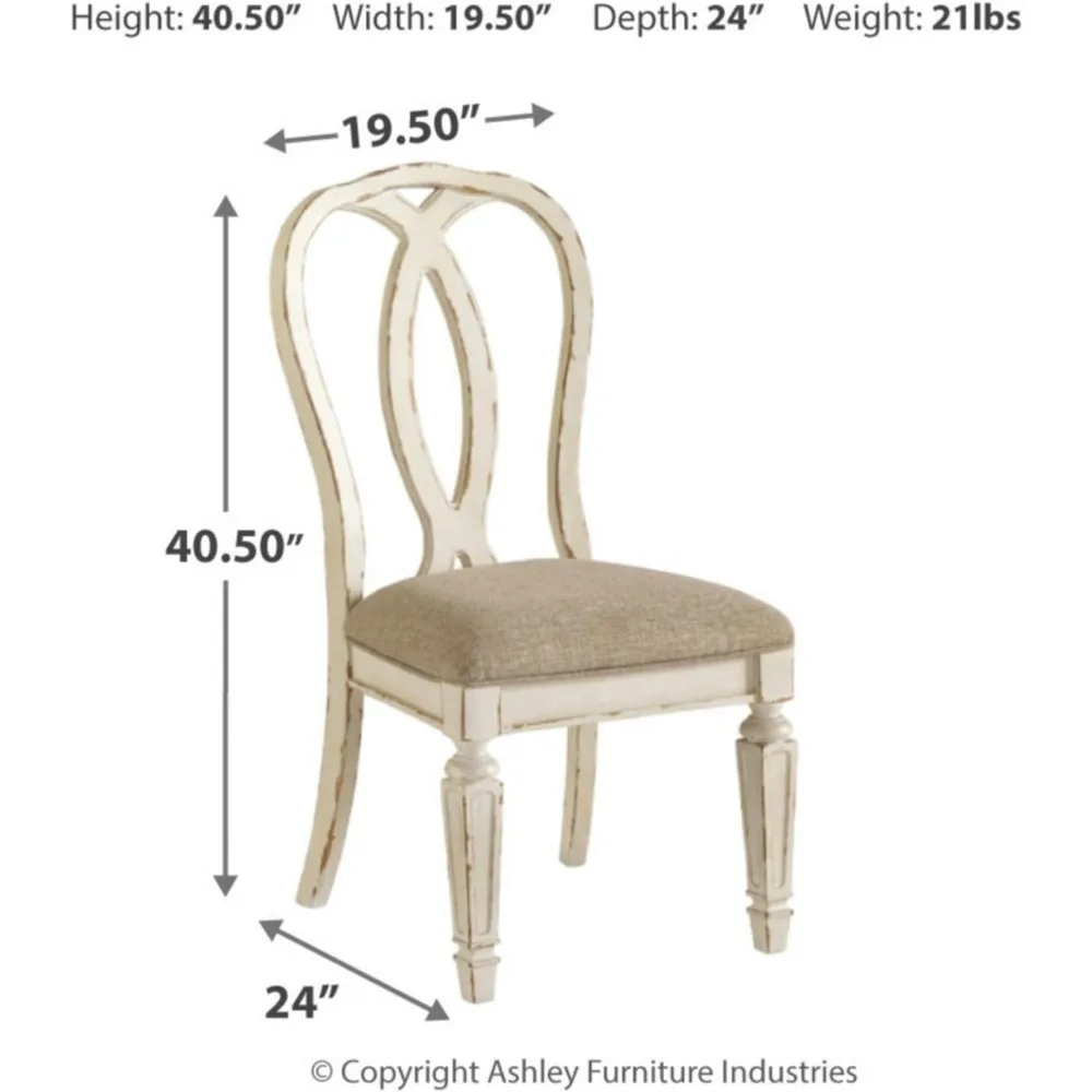 Realyn French Country Ribbon Back Dining Chair, 2 Count, Chipped White