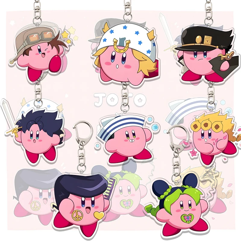 

JoJo Kirby Acrylic Keychain Kawaii Student Bizarre Adventure Bag Pendant Anime Cartoon Fan Art Accessories Festival Gift