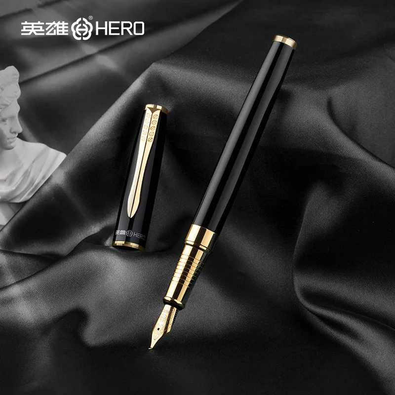 

Hero Titanium Black High Grade Fountain Pen Metal Ink Pen Fine Nib 0.5mm Classic Writing Gift Pen