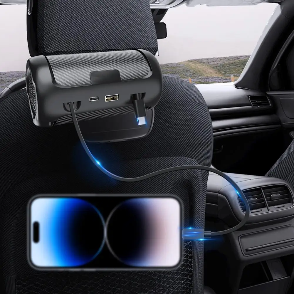 

Multi Retractable Backseat Car Headrest Charger 4in1 Quick 50w Car Accessories Multifunction Adapter For Notebook/ Phone New