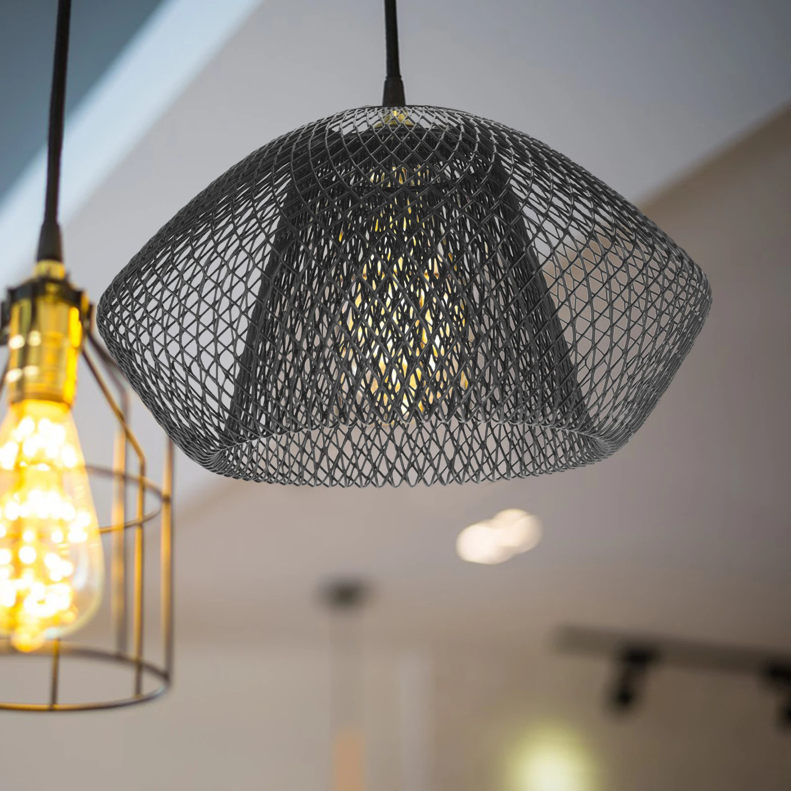 

Iron Lampshade Hanging Lights Chandelier Shade Mesh Decorative Metal Lamp Cover Lightweight Compact SizeReusable Lampshades For