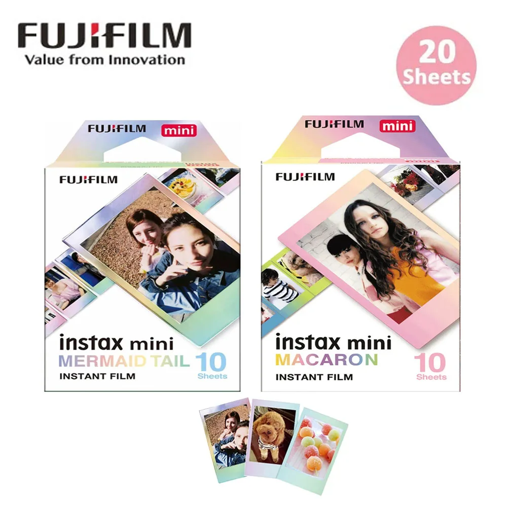 10/20 Sheets Fujifilm Instax Mini Film Mermaid Tail + Macaroon Instax Mini 12 Color Films For Fuji Instant Mini 11 9 70  Camera