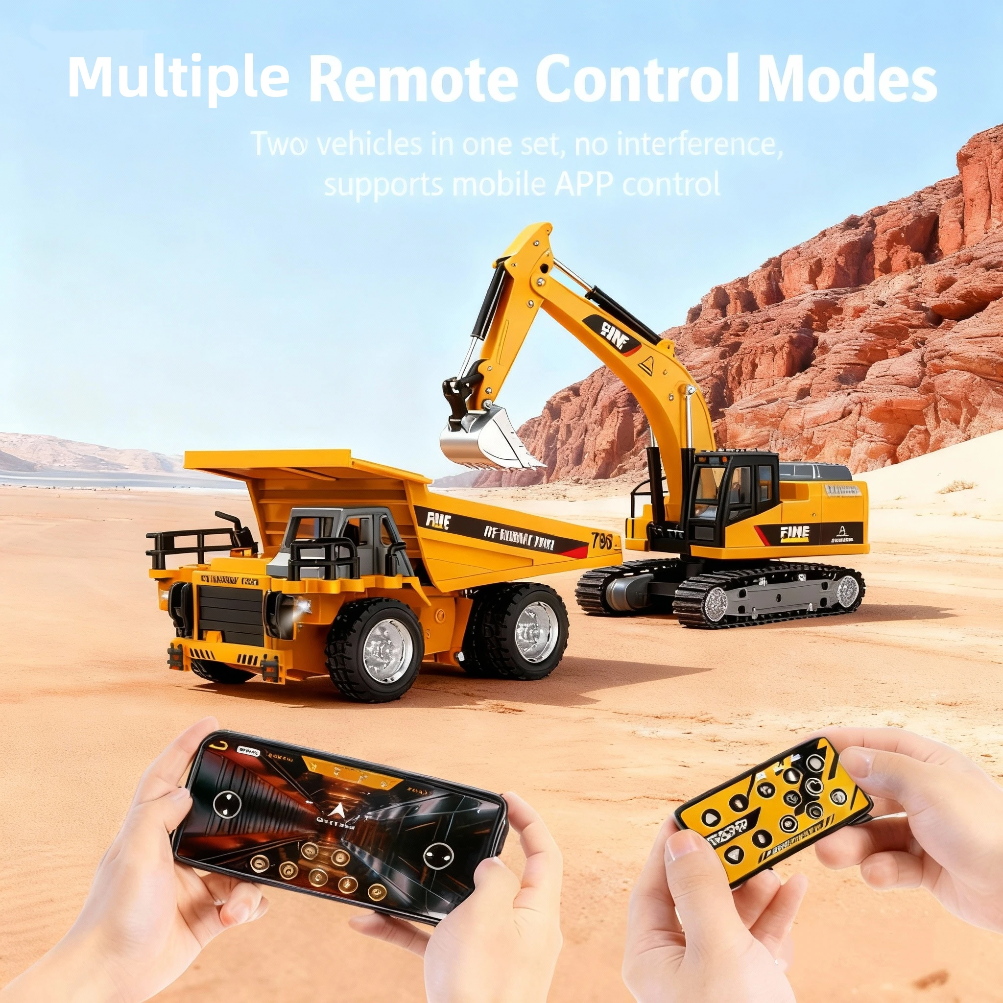 In Stock 1/64 Remote-controlled alloy forklift Engineering vehicle Tabletop toys Model Collection Gift For Boys