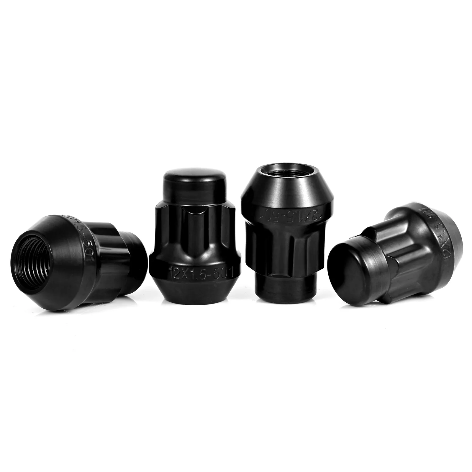 black locking lug nuts set  4 Locks + Key M12 x 1.5 12 x 1.5  Closed End Bulge 1.38