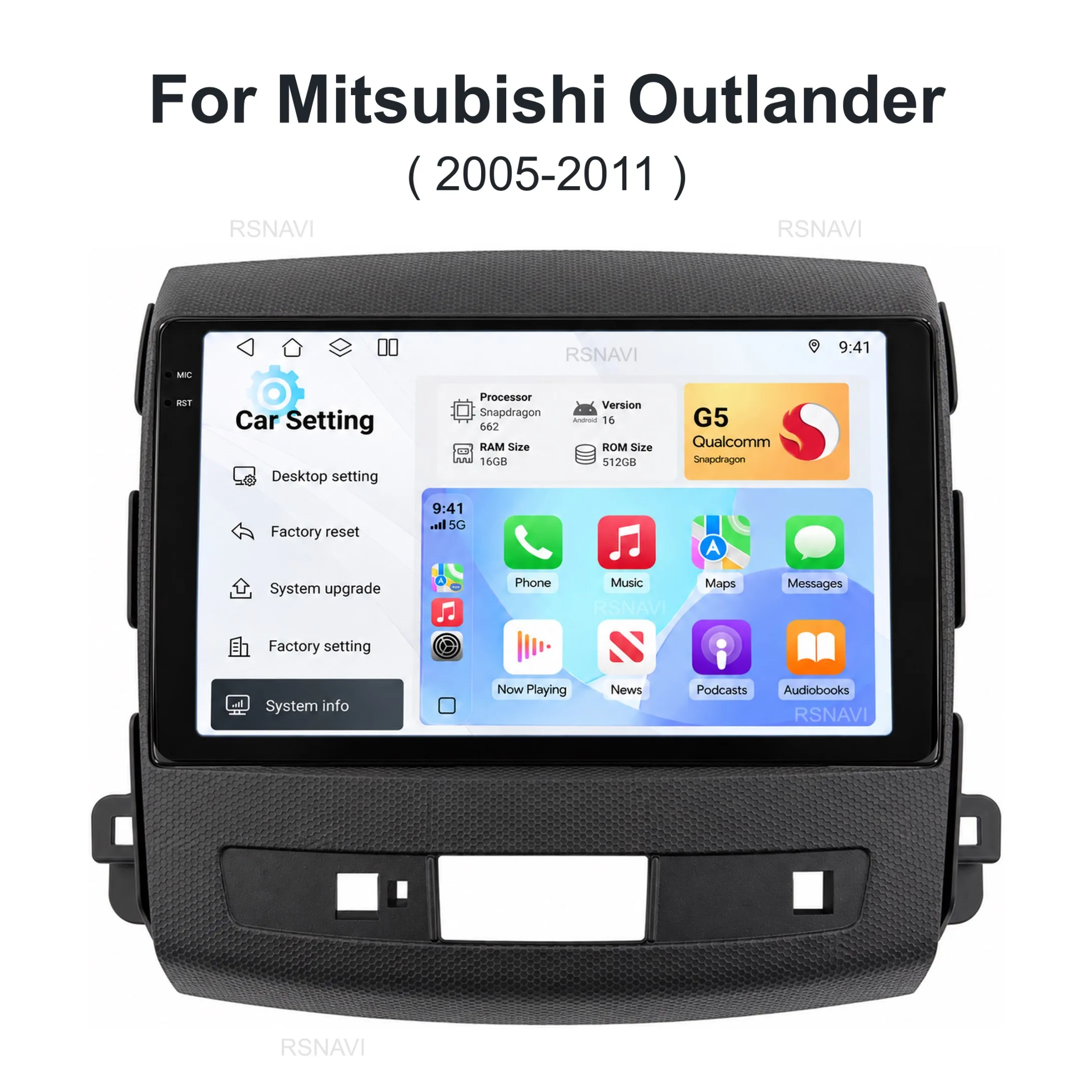 Android 16 For Mitsubishi Outlander 2005 -2013 Citroen C-Crosser Peugeot 4007 Android Car Radio Multimedia stereo Player CarPlay