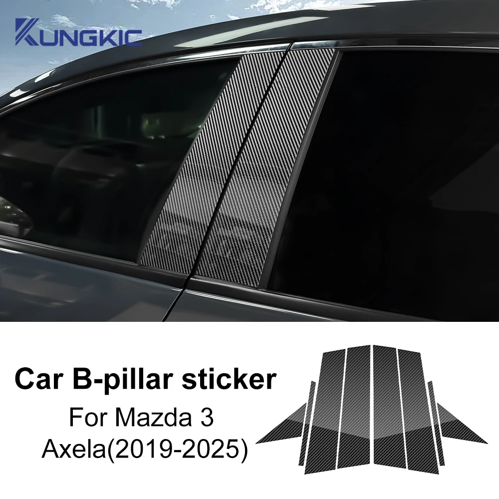 

B C Pillars Sticker For Mazda 3/Axela 2019 2020 2021 2022 2023 2024 2025 Carbon Fiber Pattern Glossy Black Protect Accessories
