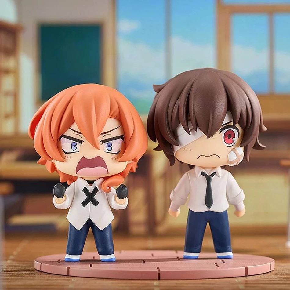 Figura de Anime de perros callejeros Bungou de 7cm, figura de acción Kawaii Osamu Dazai, figura bonita de Nakahara Chuuya, adornos de modelo de colección de PVC