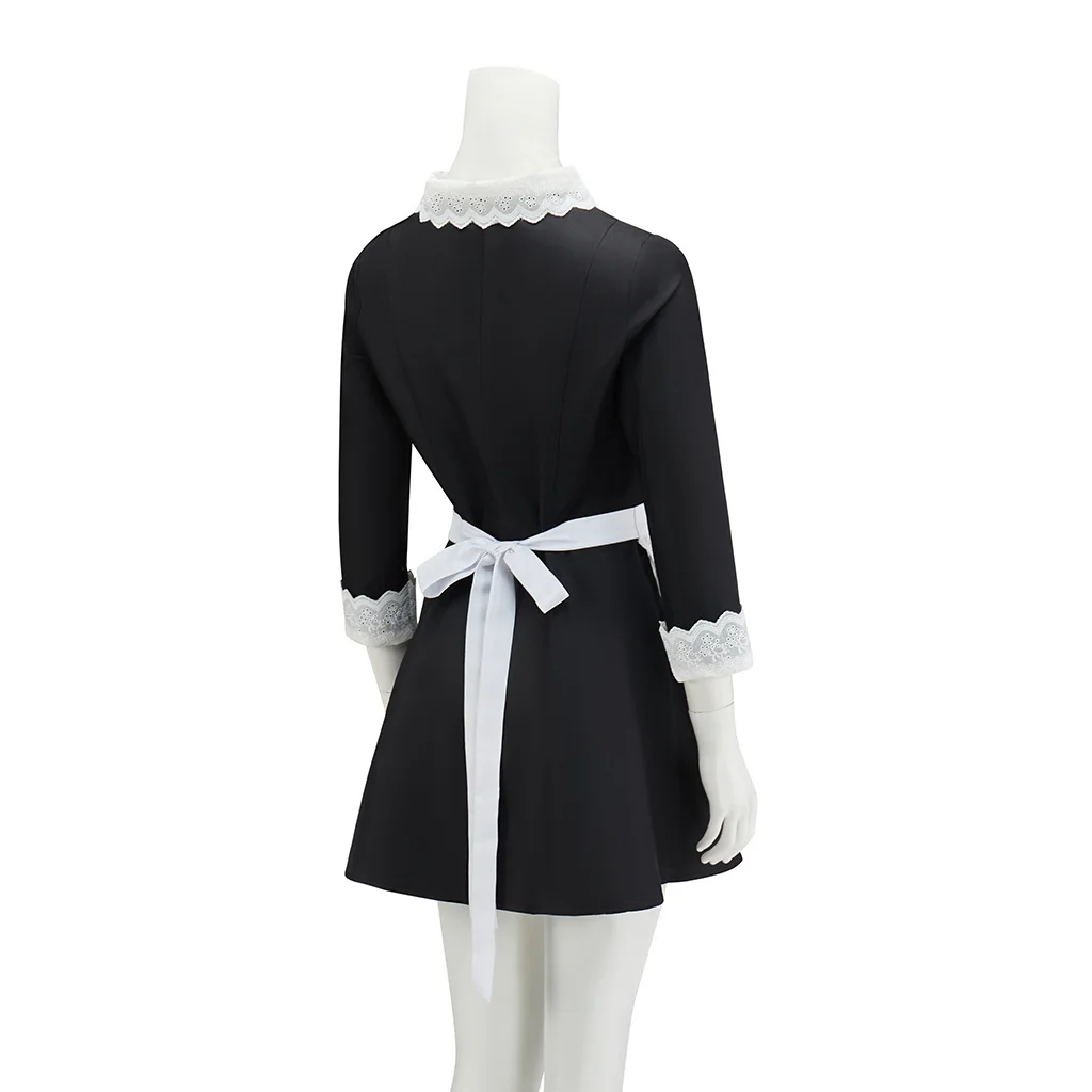 مدبرة المنزل مويرا أوهارا تأثيري حلي فستان خادمة مع المئزر مجموعة الرعب مويرا الفرنسية خادمة الزي النساء ملابس الهالوين