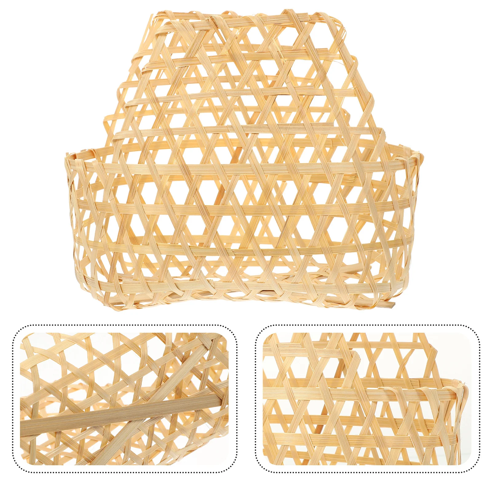 

2Pcs Bamboo Snack Basket Woven Storage for Fruits Vegetables Bread Organizer Home Decorative Container Egg Sundries