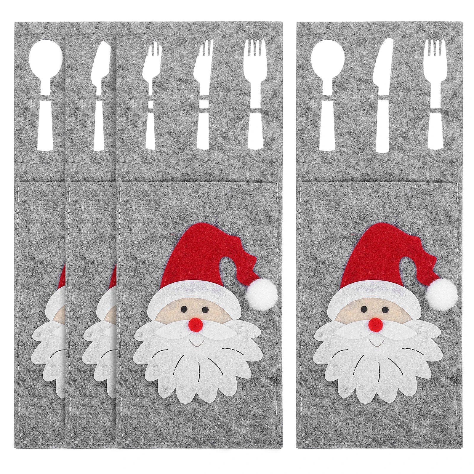 

4Pcs Cutlery Christmas Supply Xmas Party Silverware Holder Party Cutlery Holder Table Decor Cloth Material Practical Storage