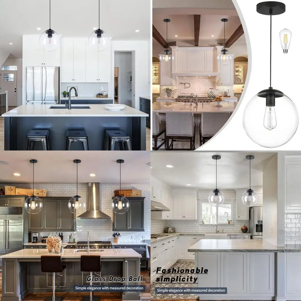 

10 матовых черных регулируемых подвесных светильников с прозрачным стеклянным плафоном для столовой, спальни и кухонного острова