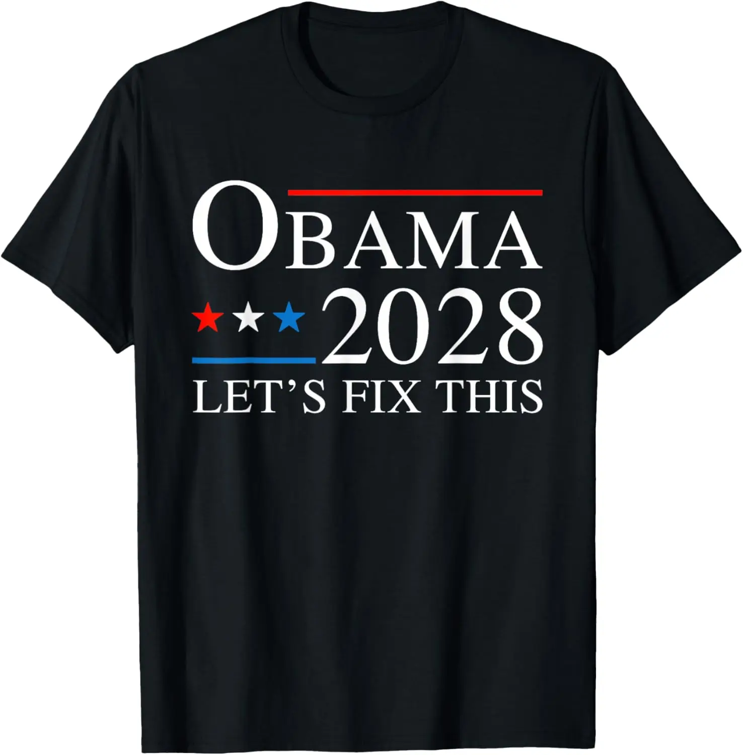 Obama 2028 3Rd Term Let's Fix This T-Shirt Summer short-sleeved breathable sweat-wicking versatile fashion T-shirt for back-to-school season, unisex, Y2K Fashionable Cartoon Anime
