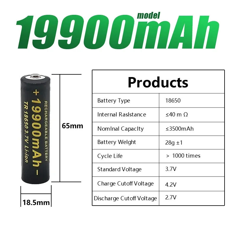 2024 18650 100% brand New lithium battery torch 18650 35E 5C Lii rechargeable battery torch + 201 charger 3.7V 19900mAh NCR18650