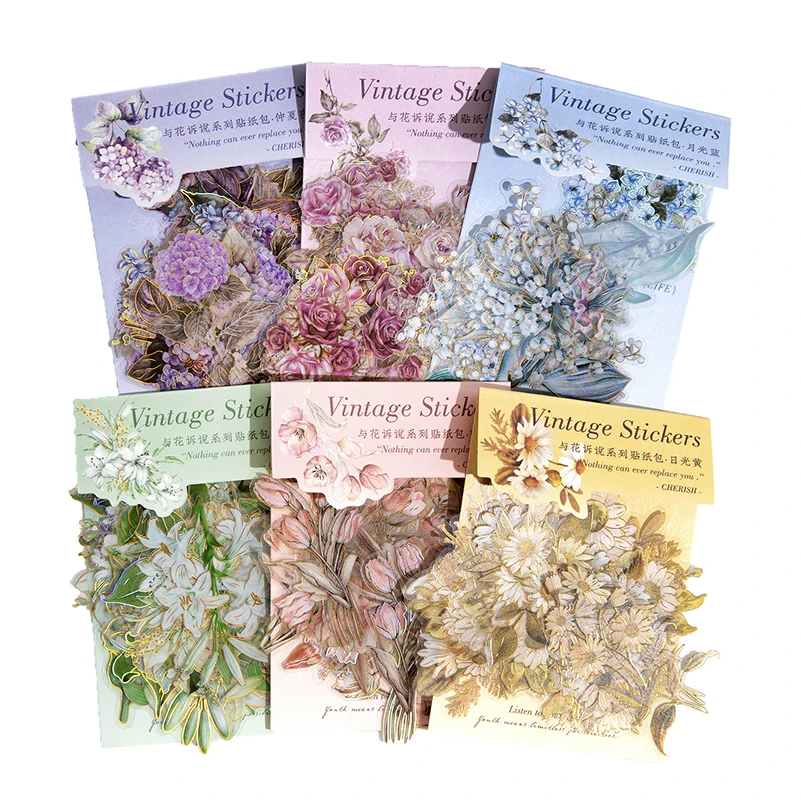 Card Lover 20 Pcs[Speak To Flowers Series] Aesthetics Butterfly Journal Stickers Waterproof Paper Sticker Material Scrapbook Kit