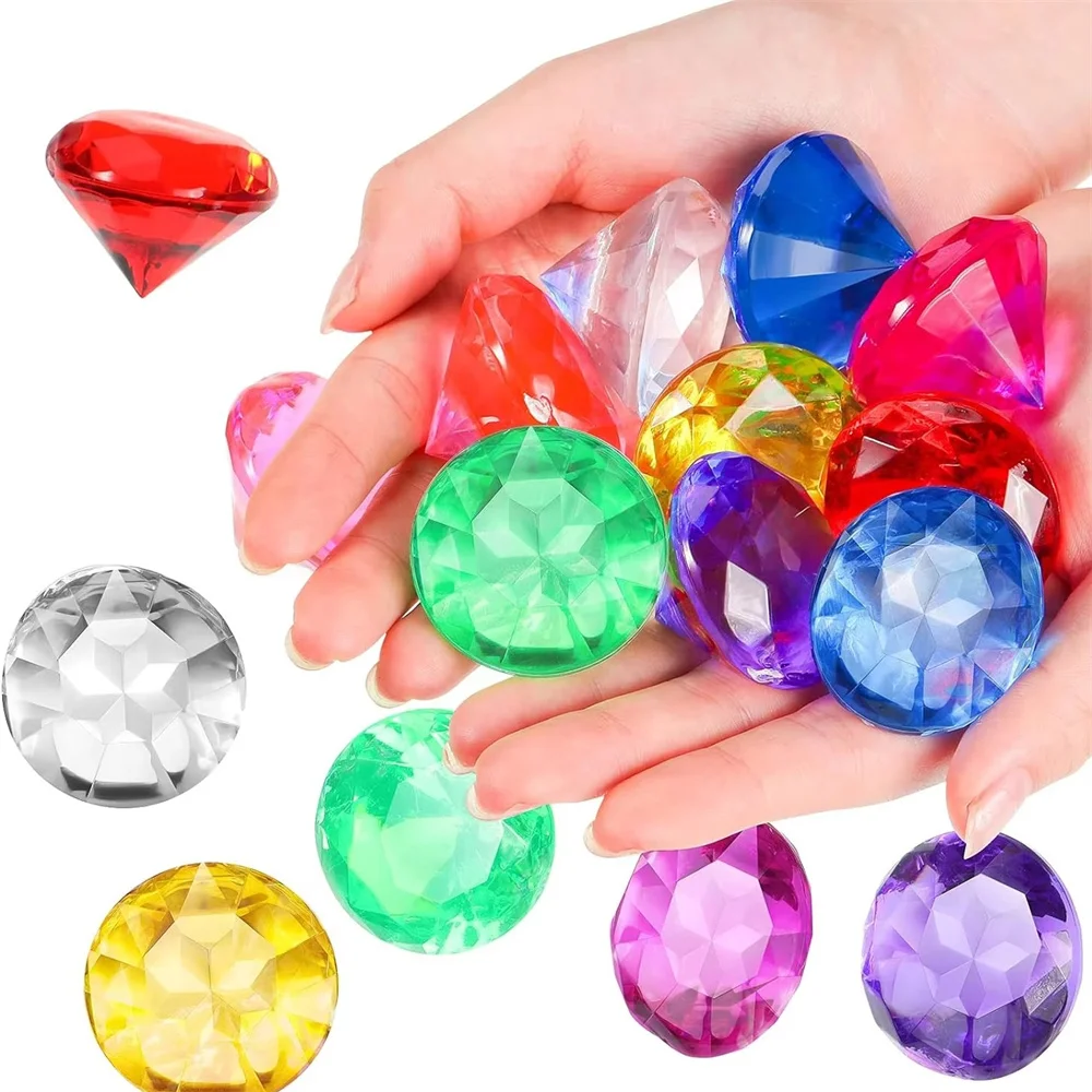 10pcs Fake Diamond Crystal Gem Toy Treasure Chest Pirate Acrylic Diy Art Craft Decorative Gift Drill Hole Or No Hole