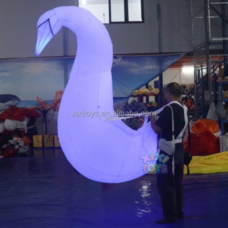 White Party Inflatable Walking LED Swan,Festival Parade Circus Performance Inflatable Illuminate Swan Costume