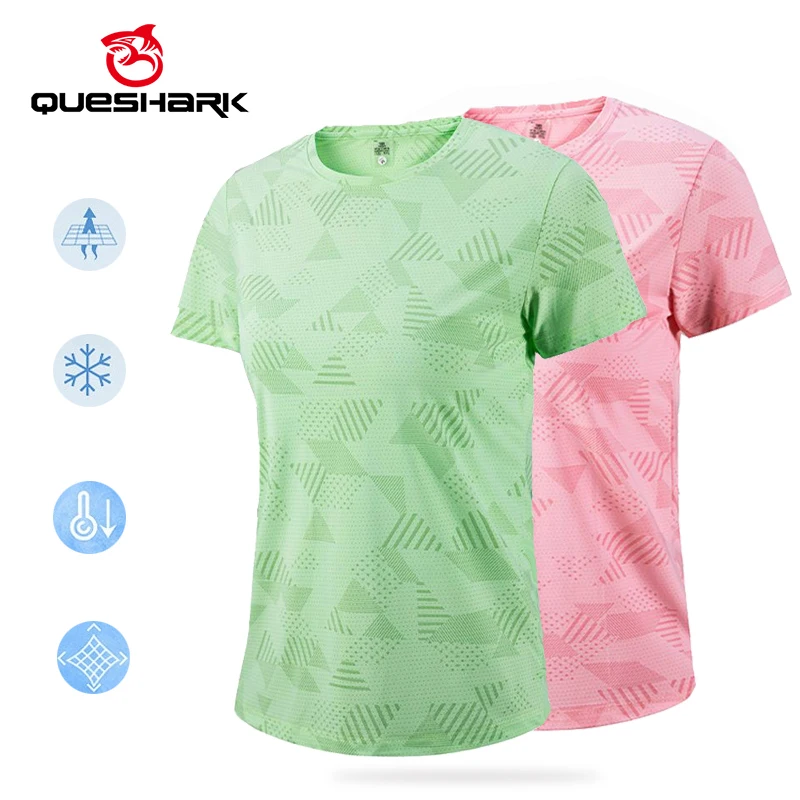 

(M-4XL) Женский велосипедный трикотаж Queshark из ледяного шелка, быстросохнущая охлаждающая футболка, велосипедная рубашка, летняя спортивная одежда, дышащие топы для фитнеса