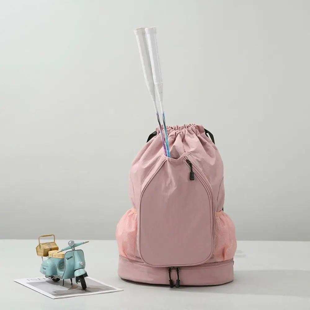 

2 Rackets Tennis Racket Backpack Large Capacity with Shoes Pocket Badminton Sports Bag Adjustable Strap Drawstring Closure