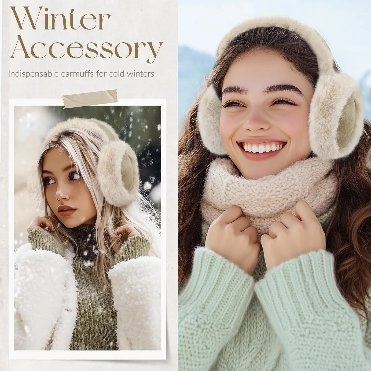 Women Suede Plush Earmuffs Wool Solid Plush Warm Outdoor Skiing Cycling Windproof Cold-Proo Winter Fluffy Ear Muffs Earflap
