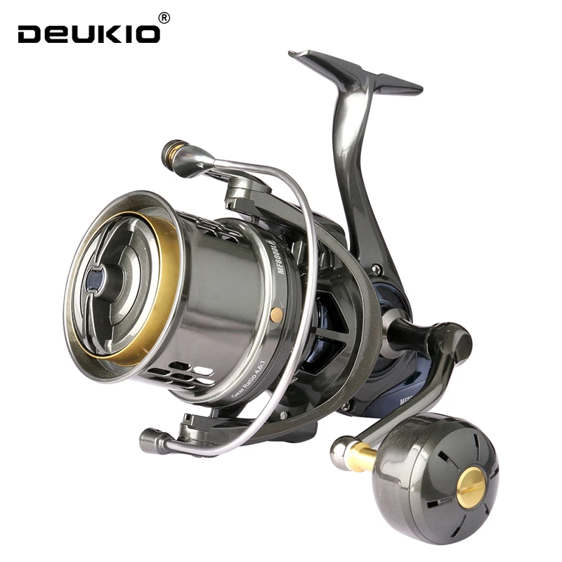 Carrete giratorio DEUKIO de tiro largo, serie 8000, 10000, 12000, 8 + 1BB, carretes de pesca para Surf, arrastre máximo de 44LB, carrete grande de agua salada