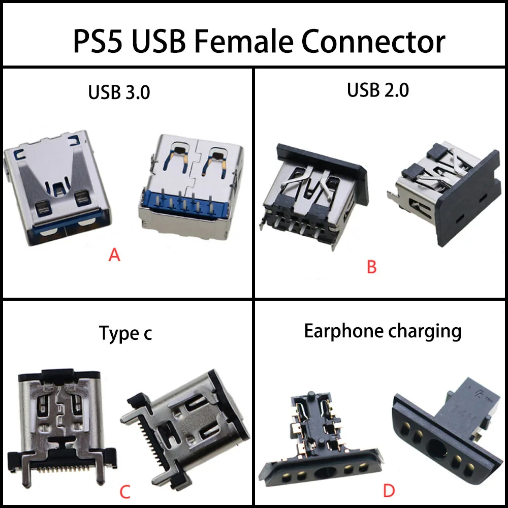 1PC For PS5 Game Console Controller USB2.0 USB3.0 Interface Accessories Headphone Type-c And Charging 2-in-1 Socket Connector