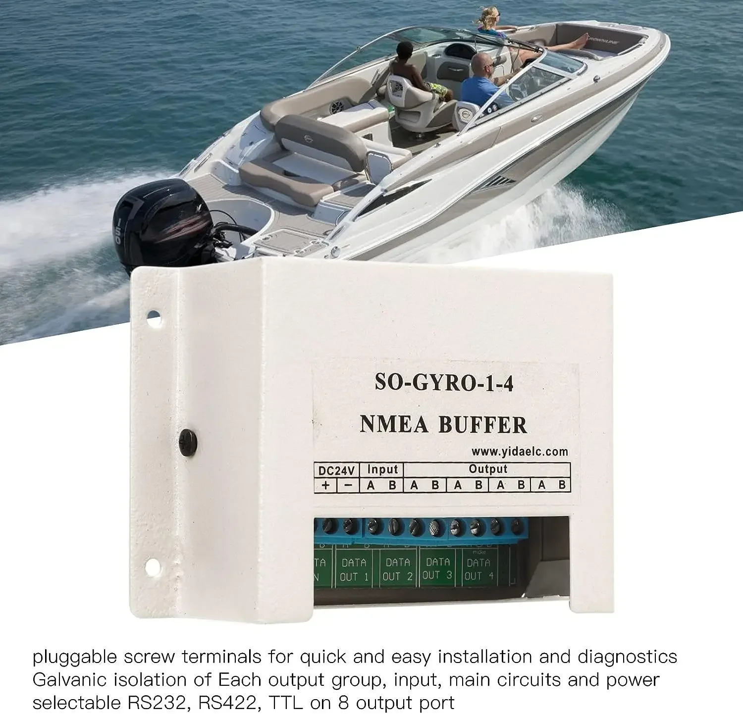 Matsutec-nmea0183 nmea Buffer para sistemas de circuito 24v, 1 entrada, 4 saídas, 4 saídas, divisor de linha serial marinha