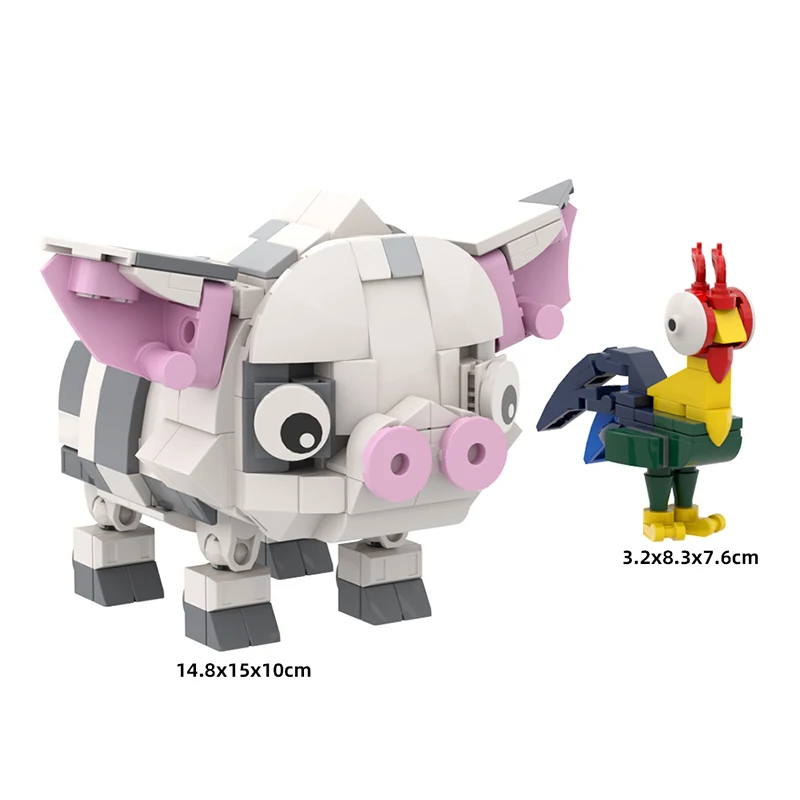 368pcs MOC Animal Moanas Pet Pig Building Blocks Assembly Animal Model Creative Ornament Brick Toy Holiday Gift