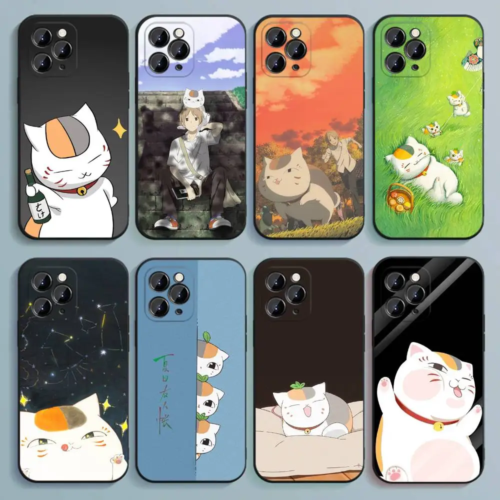 

Sensei Natsume yuujinchou Nyanko Phone Case For iPhone 17,16,15,14,13,12,Pro,Max,Plus,E,SE4,Air,Mini Black Soft Cover