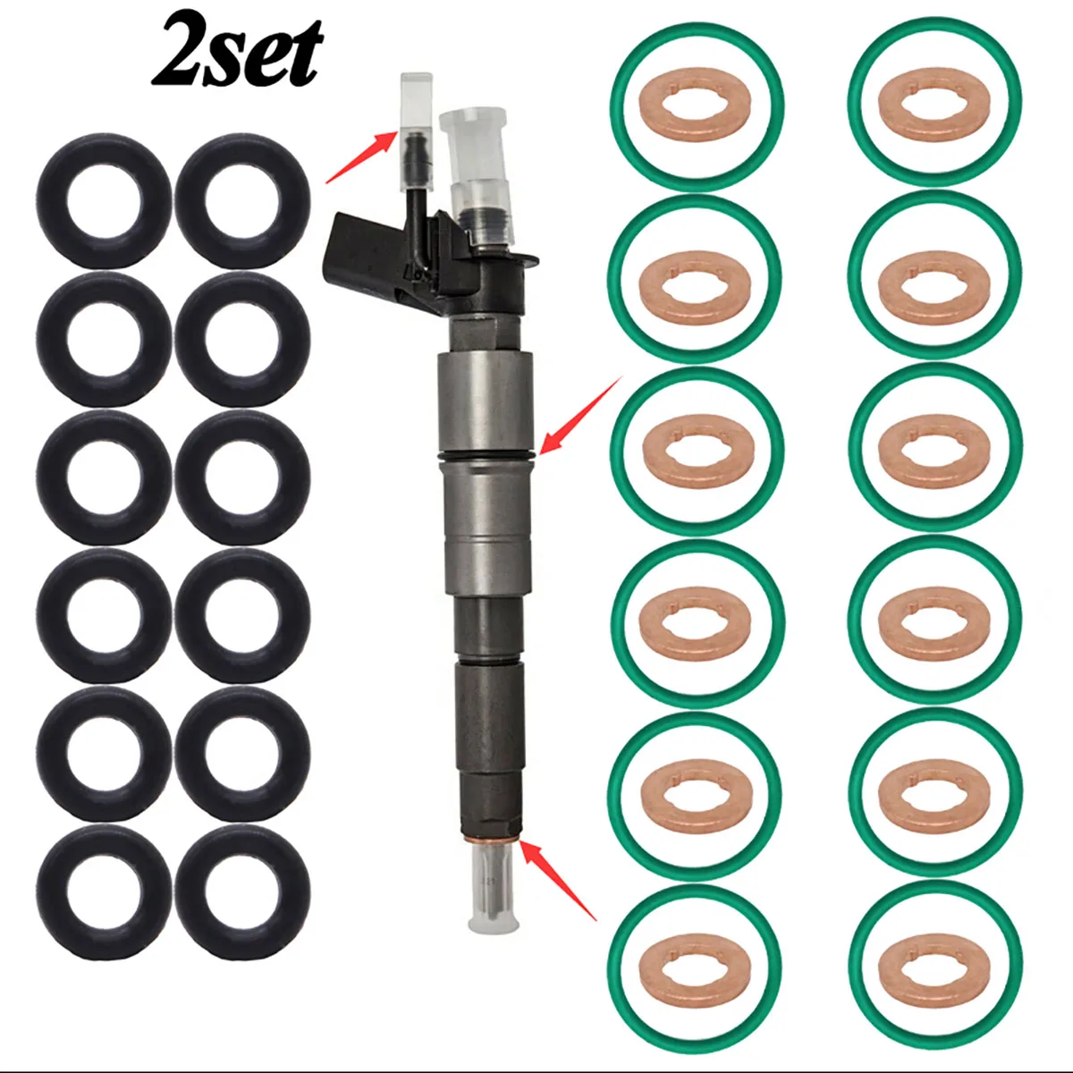 

2Set For Audi VW Seat Skoda 1.6 2.0 Fuel Injector Nozzle Copper Gasket O-ring Seal Kit 059130119 059130519 WHT000884 Car Parts