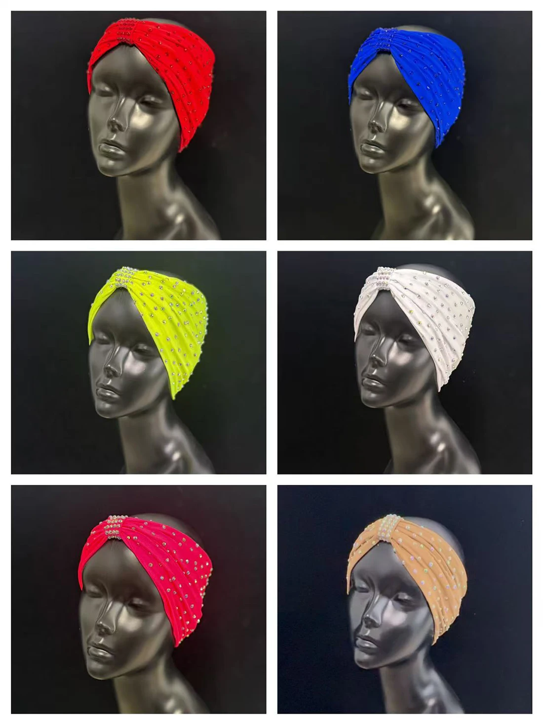 

Повязка на голову для латинских танцев с широкими складками, ремни для аксессуаров с бриллиантами, разноцветная профессиональная повязка на голову, двухцветная