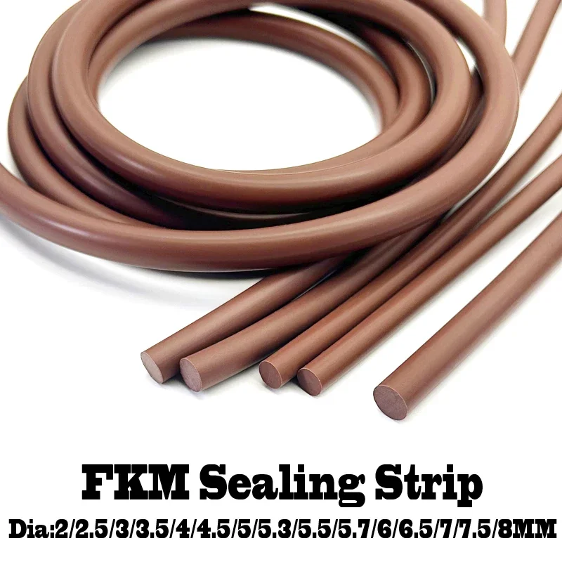 FKM solid sealing round strip Brown diameter 2mm-8mm - high temperature/acid alkali/corrosion resistant fluororubber round strip