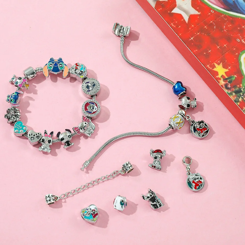 Disney Stitch Christmas Advent Calendar Bracelets Xmas Countdown Calendar Diy Making Kit Girl Gift Ornament