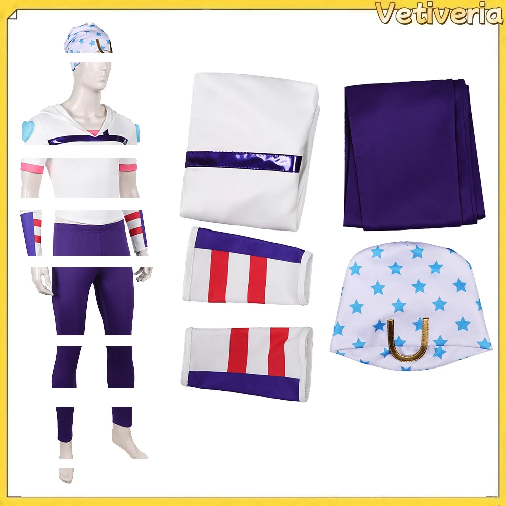Johnny Joestar Cosplay Costume Hat Shirt Pants Disguise Clothing Set Outfits Men Disfraz Halloween Carnival Fantasia Anime Suit