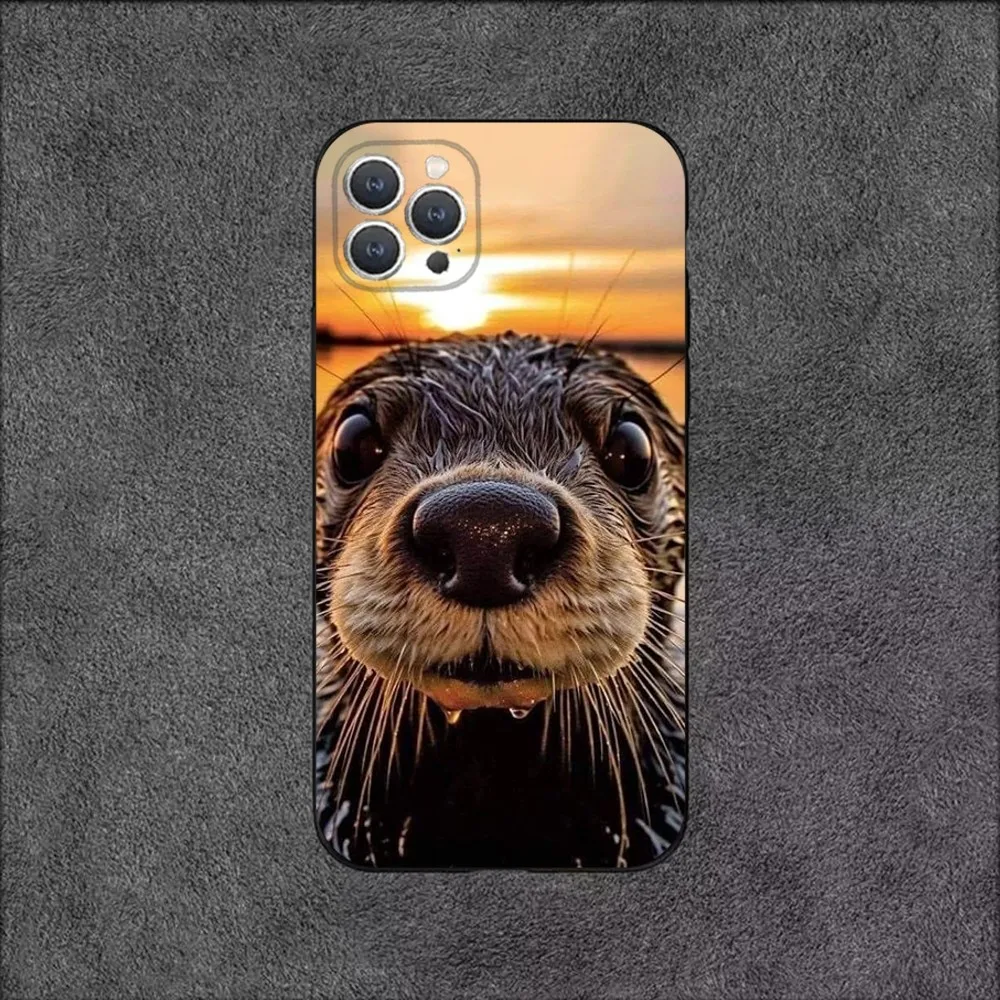 Cuteotter Lutra lutra  Phone Case For iPhone 16,15,14,13,12,11,Plus,Pro Max,XS,X,XR,SE,Mini,8,7 Soft Silicone Black Cover