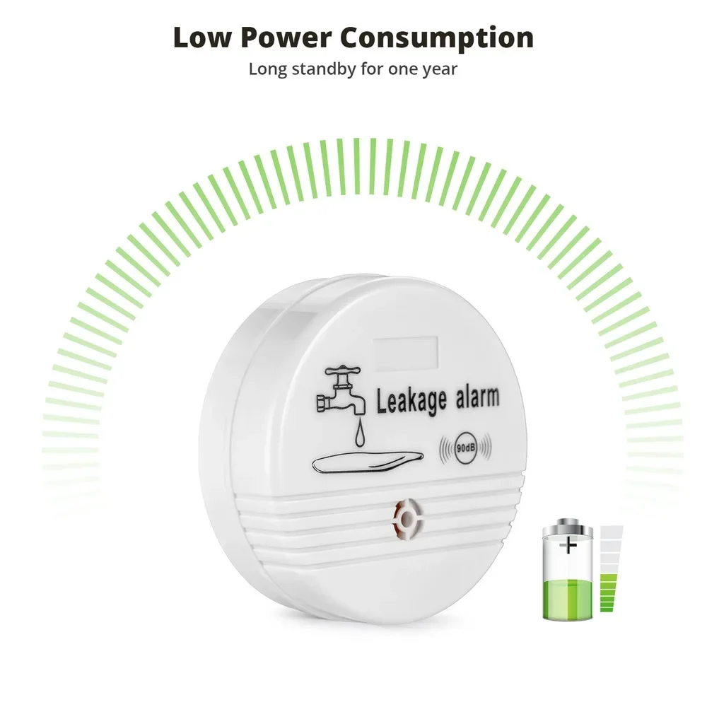 Fuers Water Leak Detector Alarm Sensitive Leak Drip Alert with 90db Loud Home Security Overflow Sensor for Kitchen Bathroom