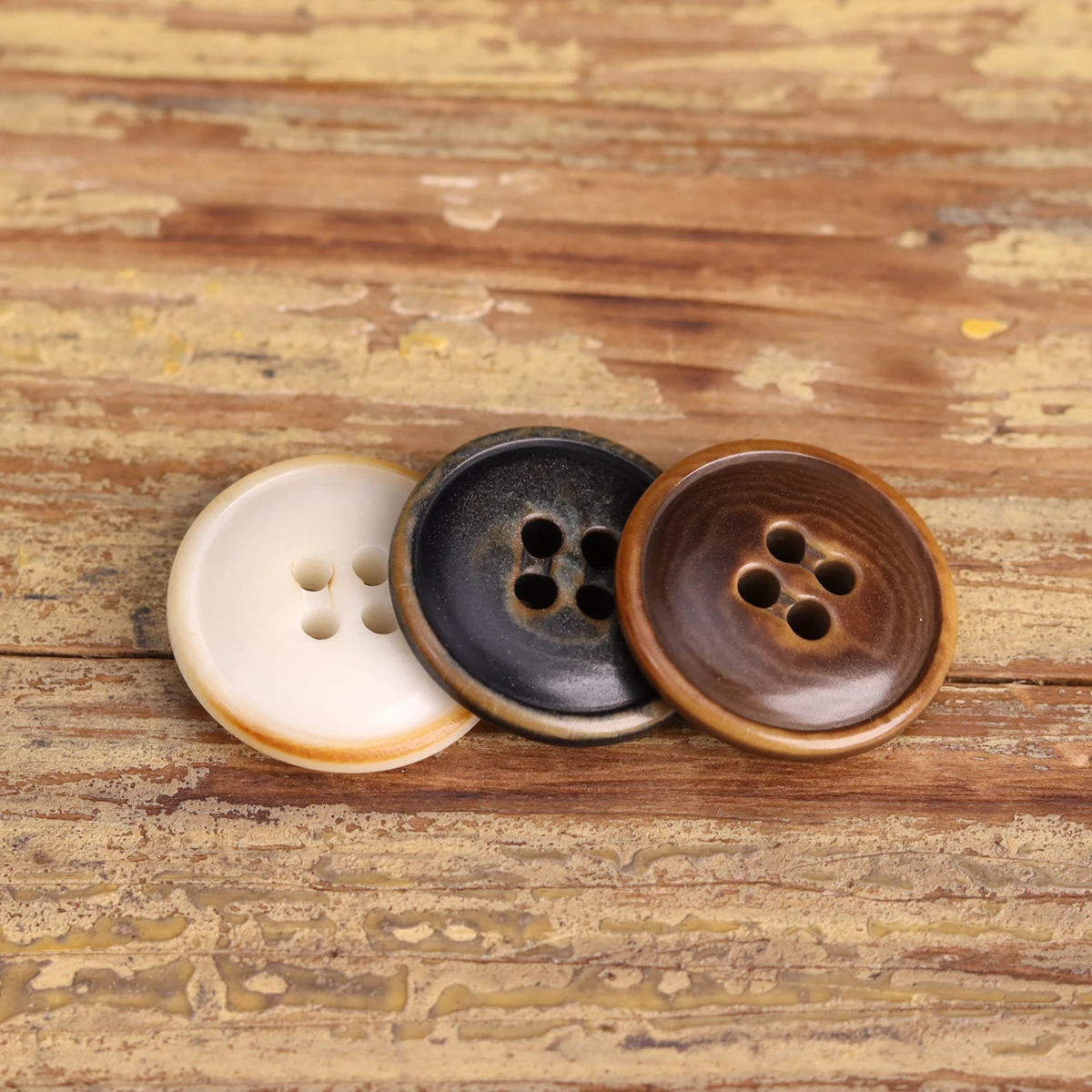 6pcs Vintage Scorched Rim Corozo Buttons Natural Material Sewing Accessories Clothing Blazer Mens Suit Pants White Black Brown