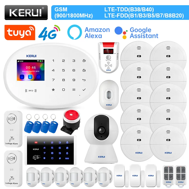 

KERUI W204 4G WIFI GSM Burglar Security Home Alarm System Control Panel Alarm Kit with Siren Motion Sensor