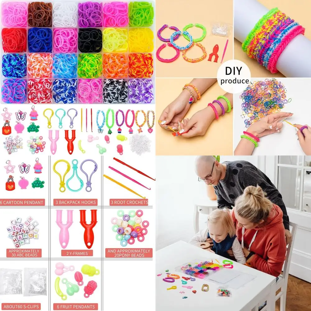 

24 Colors Rubber Band Bracelet Kit, Rubberband Bracelet Making Kit for Kids Ages 6+