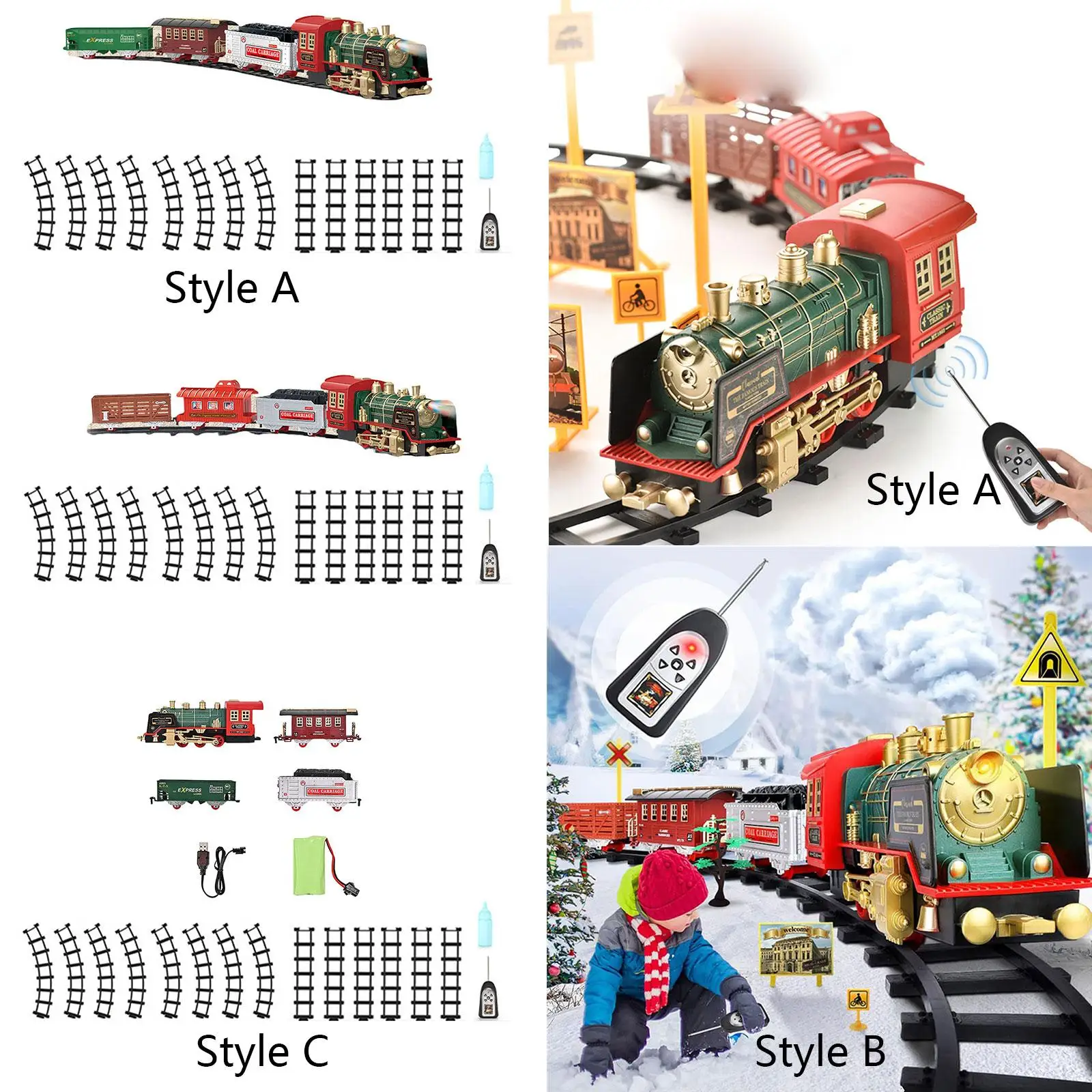 Conjunto de trem elétrico faixas clássico realista criativo locomotiva a vapor motor para crianças meninos crianças presentes do feriado