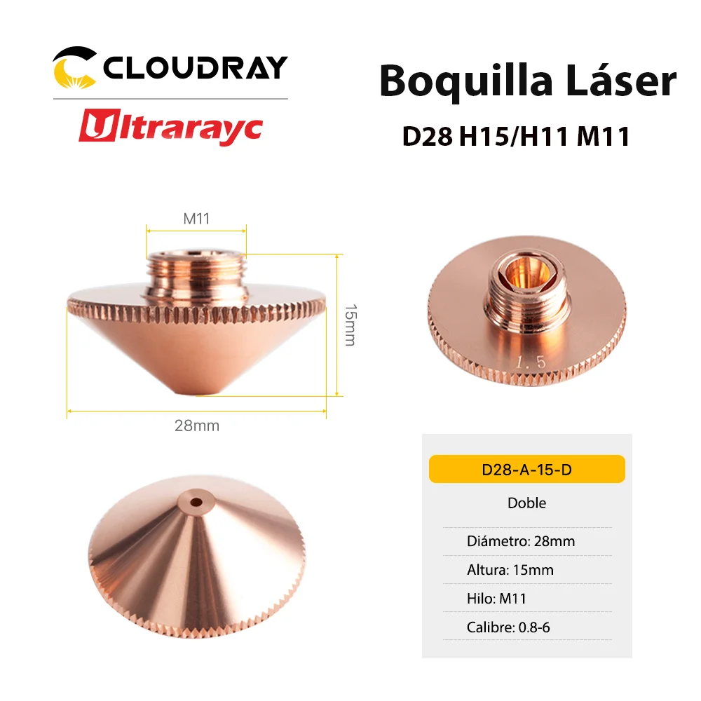 Ultrarayc Cutting Head Laser Nozzle Single Double Chrome-plated Layers D28 H15 H11 M11  for Precitec WSX Fiber Cutting Head