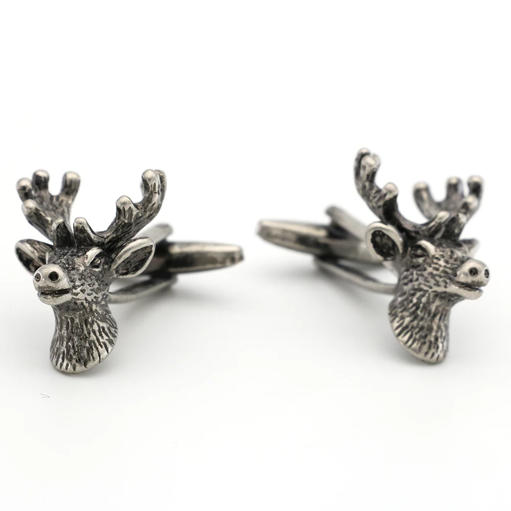Deer Cuff Links For Men Vintage Sika Deer Design Quality Brass Material Black Color Cufflinks Wholesale&retail