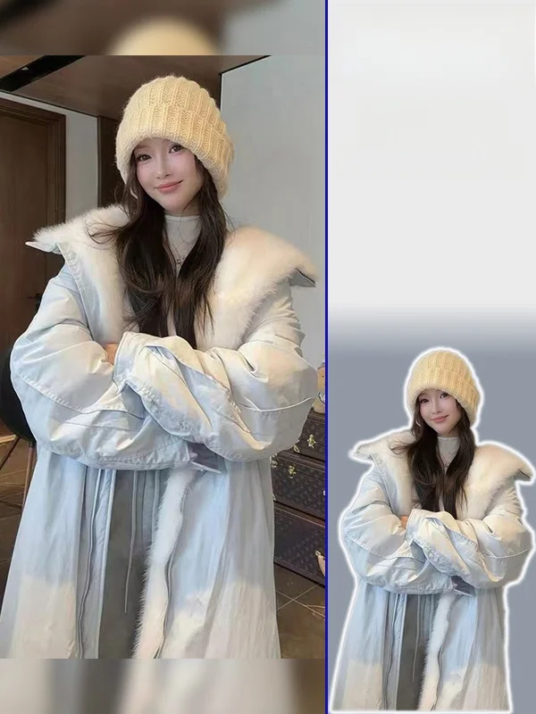 

Winter New plus Size Casual Sle Long Loose Fur Leather Overcoat Versatile Warm Outerwear Slimming Effect for Women