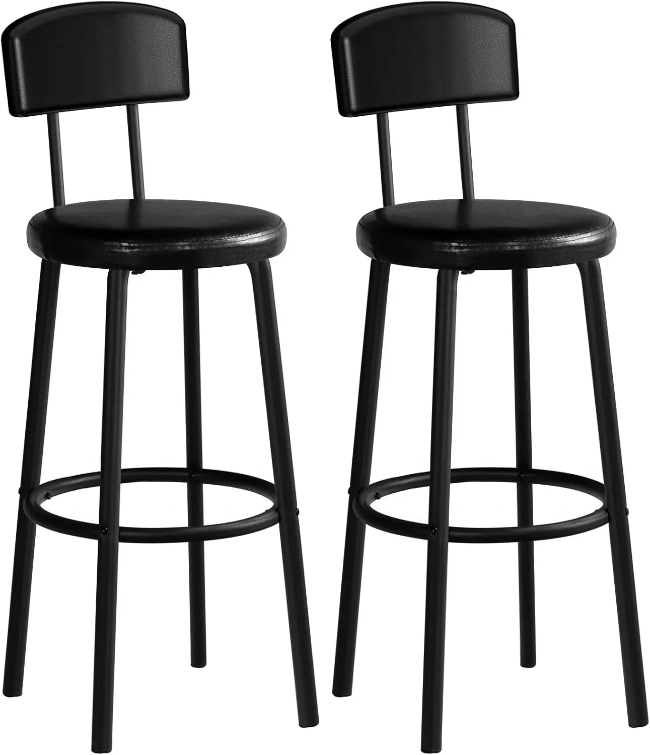 

Набор барных стульев из 2 предметов со спинкой, 28,5 дюймов, простая сборка, черные барные стулья для ресторана, кухни и барной стойки