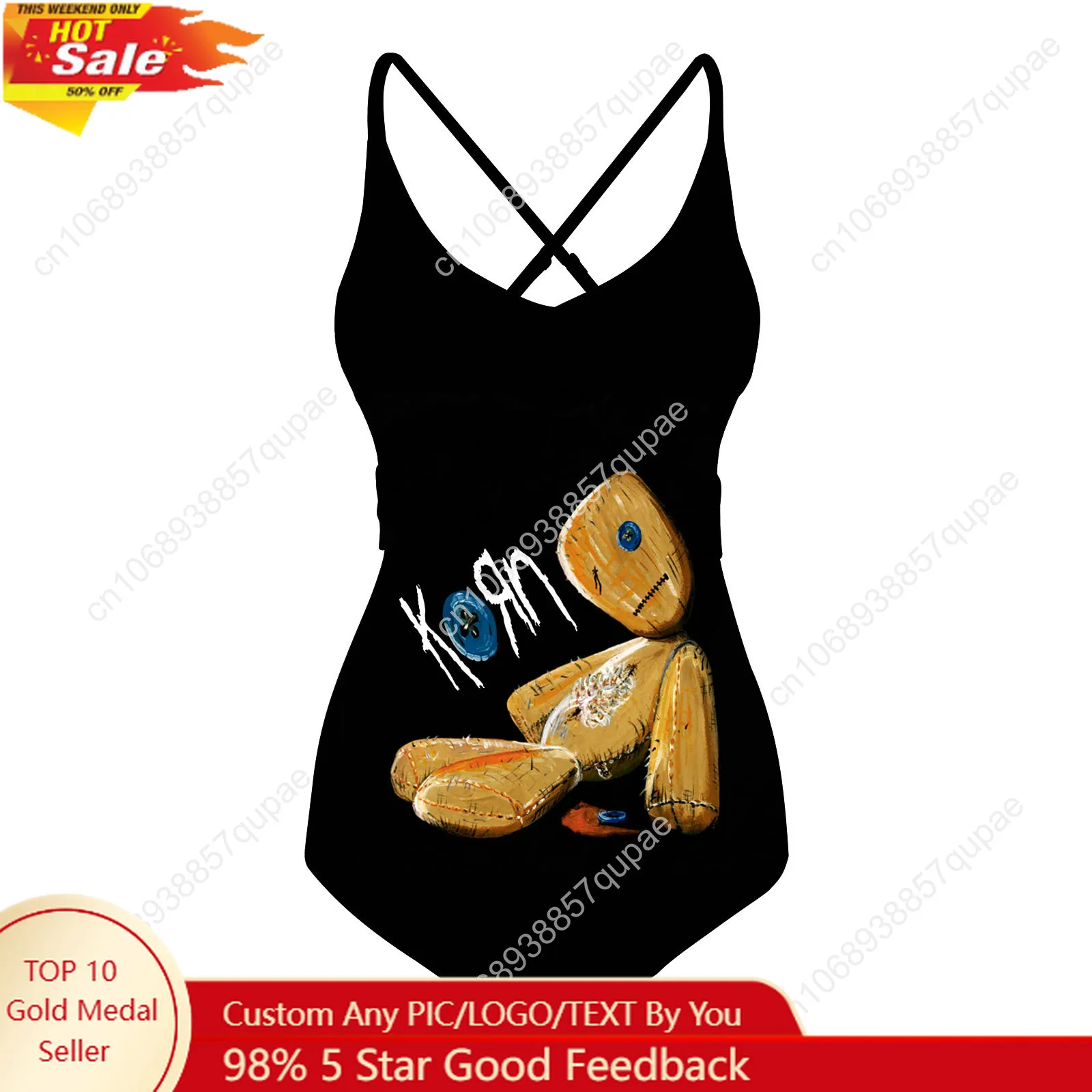 

Korn Rock Band Swimsuit Womens Sling Swimsuits Sexy Swimwear Pool Party Beach Bikini Summer Holiday Customize Bathing Suits